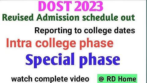 DOST 2023 special phase dates intra college weboptions dates reporting to colleges of  phase 1/2/3