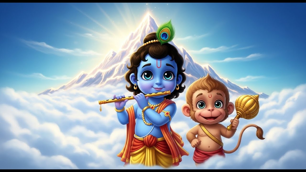 Little Krishna & Little Hanuman - The Mountain of Clouds 🌥️✨ -  Kids Story