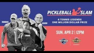 Agassi/Roddick vs  McEnroe/Chang - Tennis LEGENDS play pickleball! - $1 million Slam ESPN