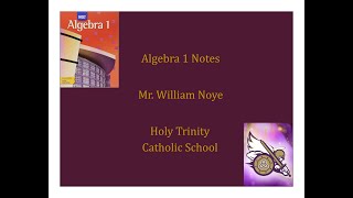 Algebra 1 Chapter 8 Lesson 5 Notes