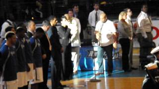 Fatima & Jimmie Highsmith Jr - National Anthem for Razorsharks at Blue Cross Arena