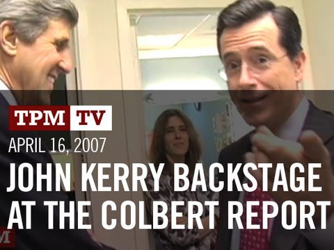 TPMtv: John Kerry Backstage at The Colbert Report