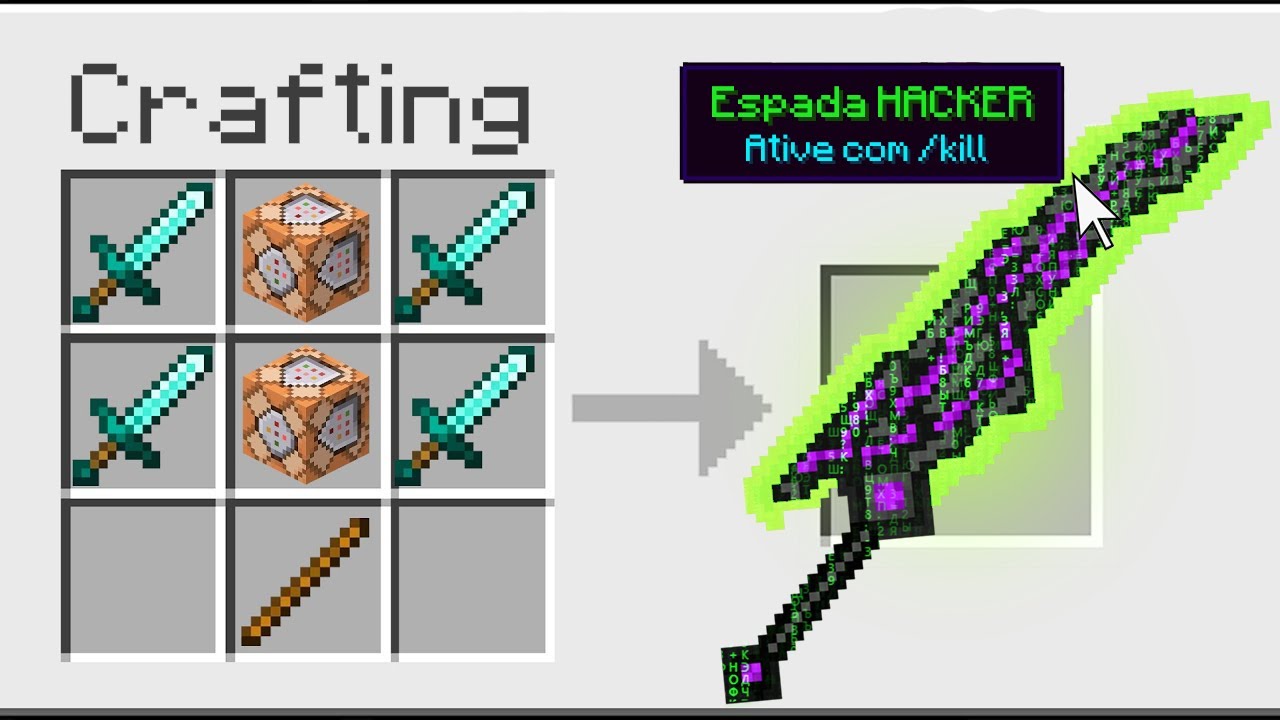 CRAFTEI A ESPADA HACKER COM PODERES SECRETOS NO MINECRAFT??? 😱🗡️