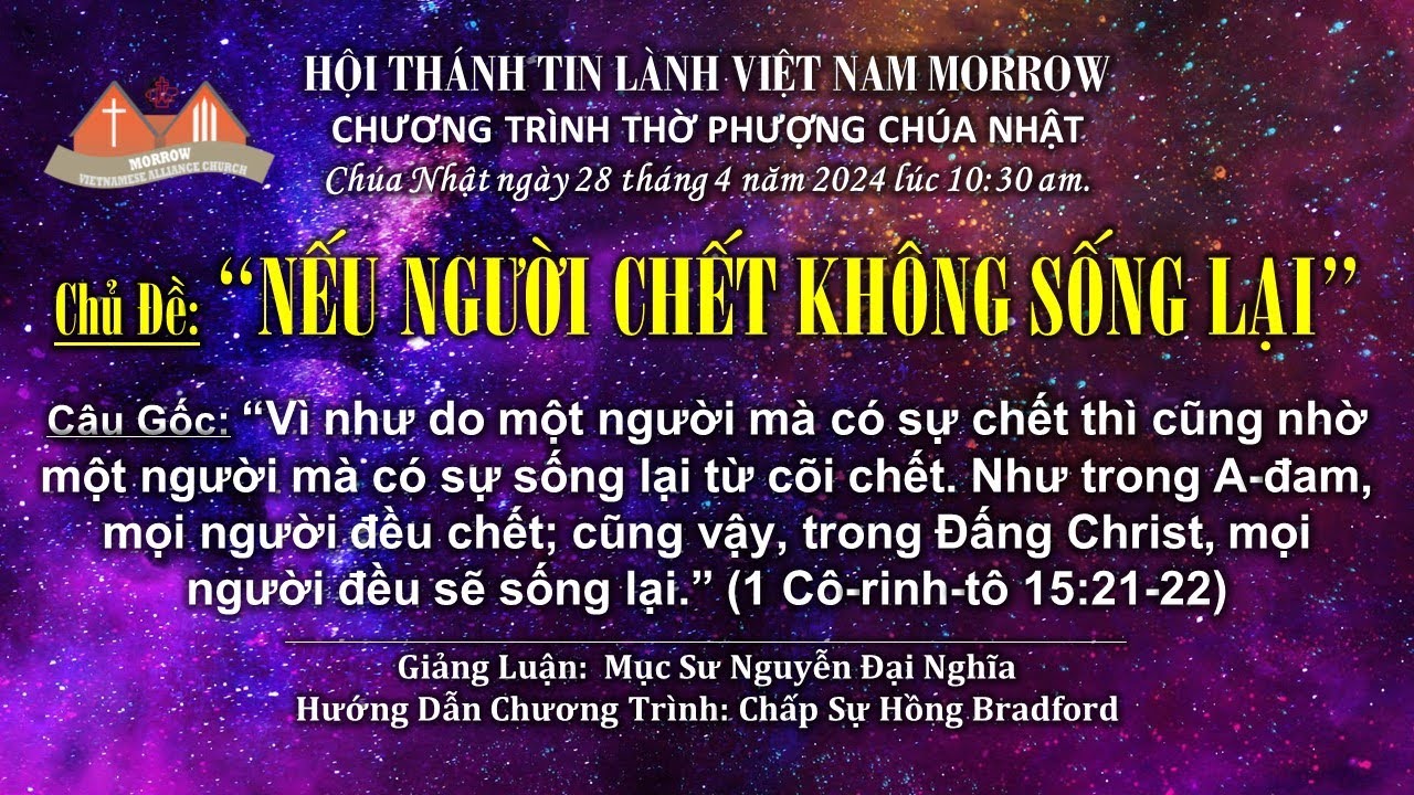 CHƯƠNG TRÌNH THỜ PHƯỢNG - SÁNG CHÚA NHẬT ngày 28 tháng 4 năm 2024