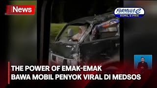 Sebuah Video Viral Menunjukkan Emak-emak di Sulsel Mengemudikan Mobil Pick Up Penyok