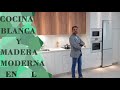 COCINA MODERNA BLANCA Y MADERA 🤍🌳CON MUEBLES A TECHO 😱 STUDIO MOBILIARIO HERNANDEZ
