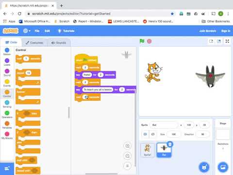 Scratch Chapter 1 : Lesson 2:  Cat Bat Story