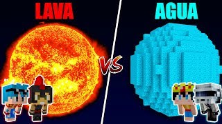 PLANETA DE LAVA VS PLANETA DE AGUA  MINECRAFT RETO  BATALLA DE MUNDOS