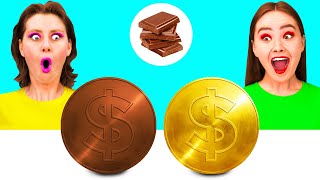 الغذاء الحقيقي مقابل الغذاء الشوكولاته التحدي | مواقف مضحكة