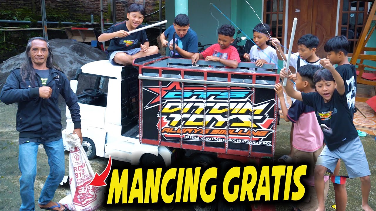 MANCING GRATIS!! DIMAS DAPAT TANTANGAN MANCING DI BAK TRUK MINI RAME RAME..
