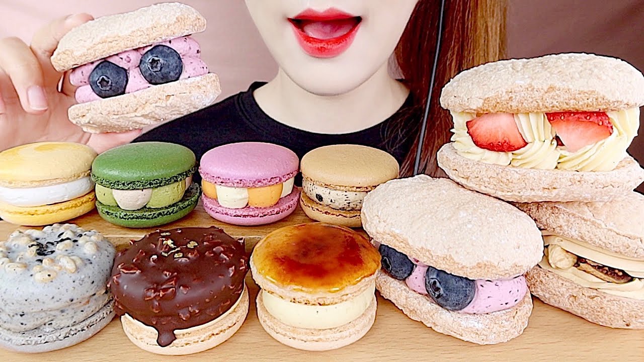 ASMR MACARONS, DACQUOISE MUKBANG 시스살롱 마카롱, 다쿠아즈 먹방 eating sounds