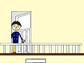 Animation of sam walking in the second floor
