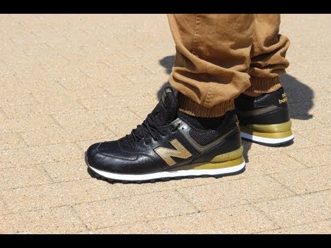 new balance 574 black leather