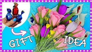 DIY easy gift idea | Flower making with paper | Bouquet of sweets