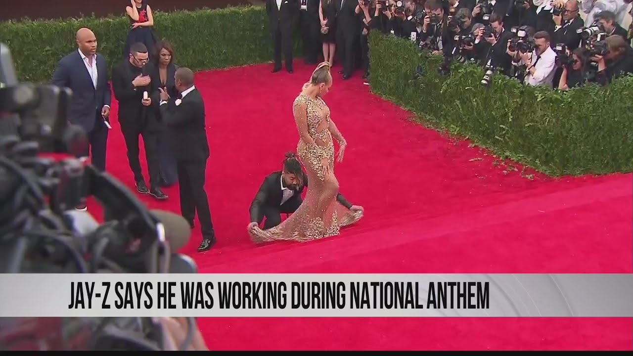 Jay-Z says he was working during National Anthem