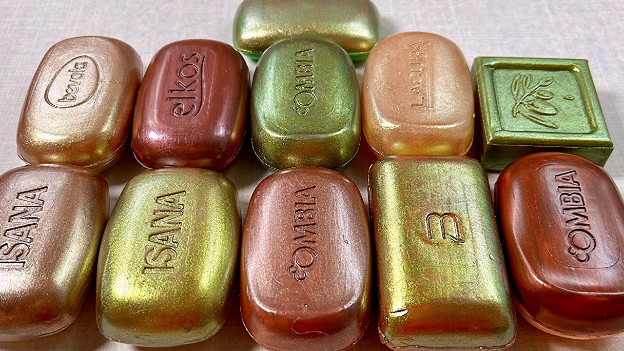 ASMR soap cutting 💚 Painted soap