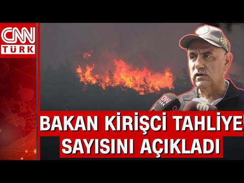 Bakan Kirişci: "12 uçak, 45 helikopterle yangına müdahale sürüyor" Marmaris orman yangını açıklaması