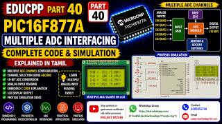 EDUCPP 40 Part 40 PIC16F877A Multiple ADC Interfacing Complete Code & Simulation Explained