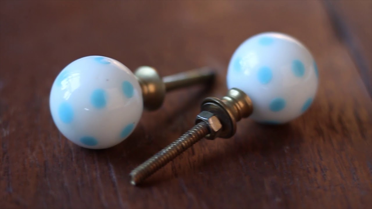 Fgk 010 Turquoise Polka Dot Glass Cabinet Knob Youtube