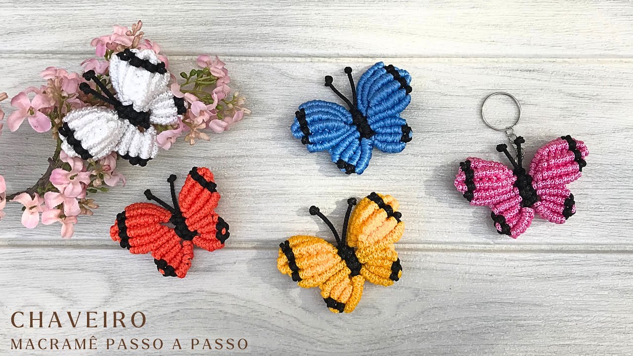 Chaveiro de Macramê passo a passo | Chaveiro Borboleta | Macrame butterfly keychain