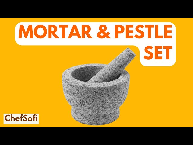 ChefSofi Mortar and Pestle Set - Unpolished Heavy Granite for Enhanced