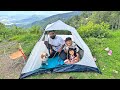 Camping on mountain with family