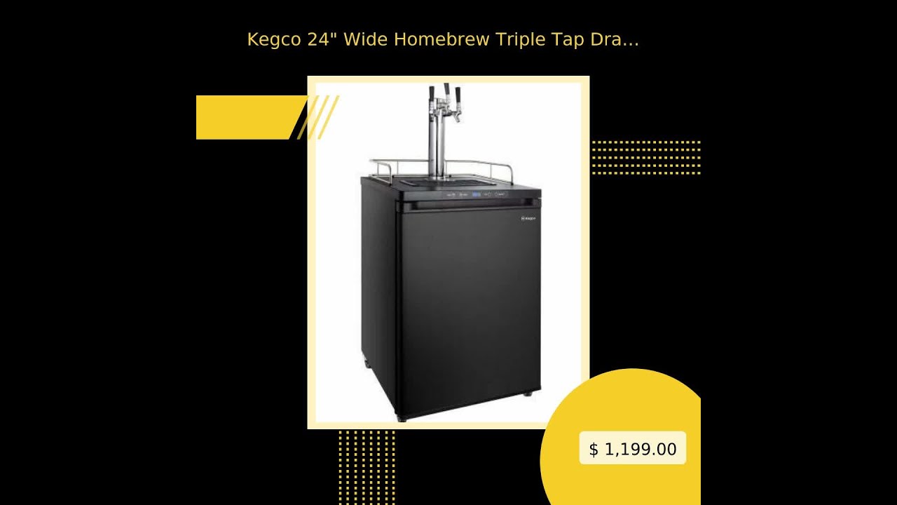 Kegco 24" Wide Homebrew Triple Tap Draft Tower Black Digital Kegerator