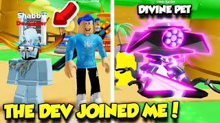 The DEV JOINED ME In Clicker Simulator Update AND GAVE ME THE NEW DIVINE PET! (Roblox)