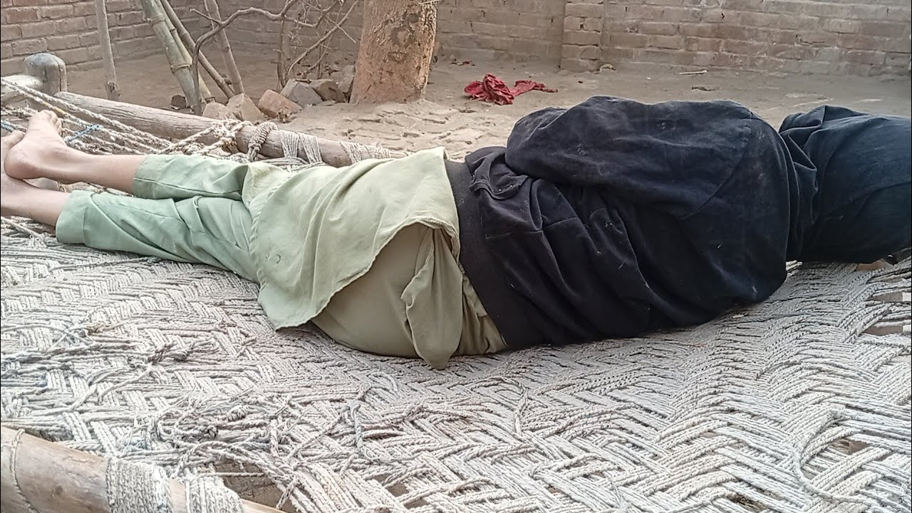 A Boy Sleeping In Village With Hen Leg Exercise 😂