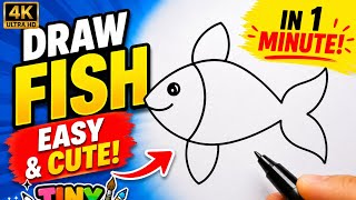 🐟 Easy Fish Drawing for Kids| How to Draw a Fish Easily |Cute Drawing for Beginners| Tiny Art World