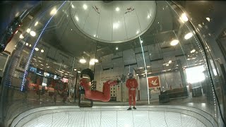 Indoor skydiving: back fly side sliding (Nell 015)