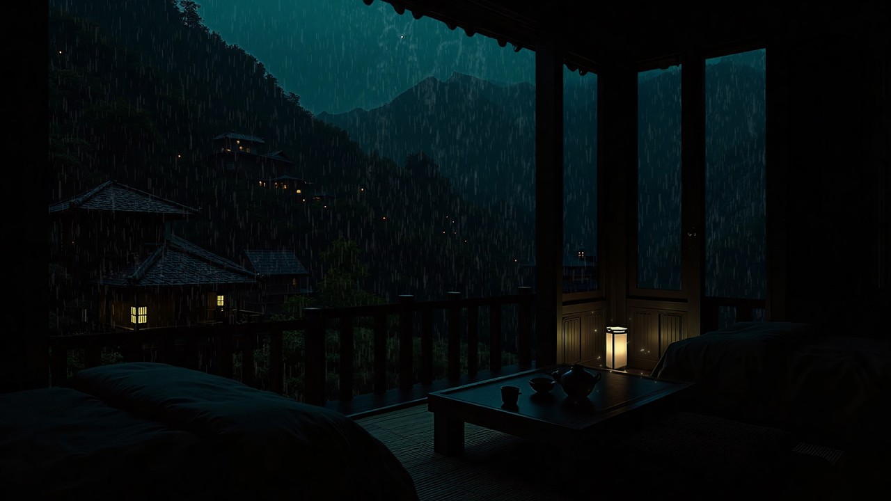 Дождь Из Окна Горной Хижины 🌧 (Без Рекламы) | Тихая Ночная Атмосфера Для Спокойного Сна И Медитации
