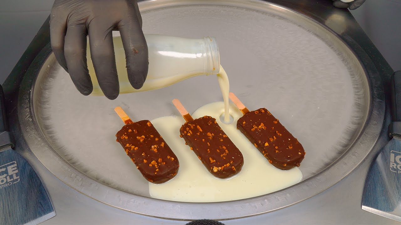 🍫 ASMR - m&m's Ice Cream Rolls | how to make a Popsicle to rolled fried Ice Cream - Food Fusion Hack