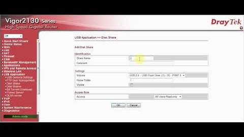 DrayTek Vigor2130 USB Application - FTP file sharing