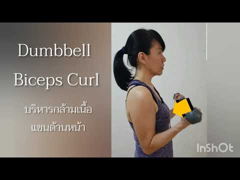 เล่นเวทที่บ้าน...แบบป้าๆ กับท่า Dumbbell Biceps Curl # บริหารกล้ามเนื้อแขนด้านหน้า