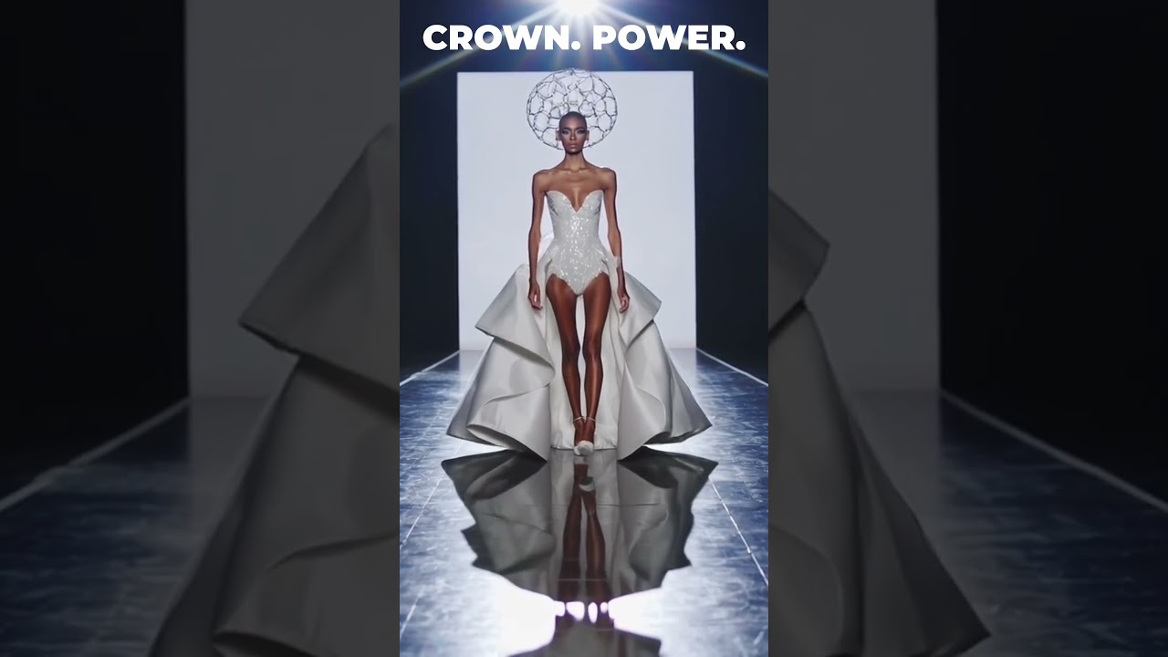 Avant-garde fashion shorts: futuristic ice queen dress that redefines elegance on runway 