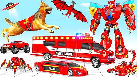 Ambulance Dog Robot Car Game - Car Transformation - Android Gameplay