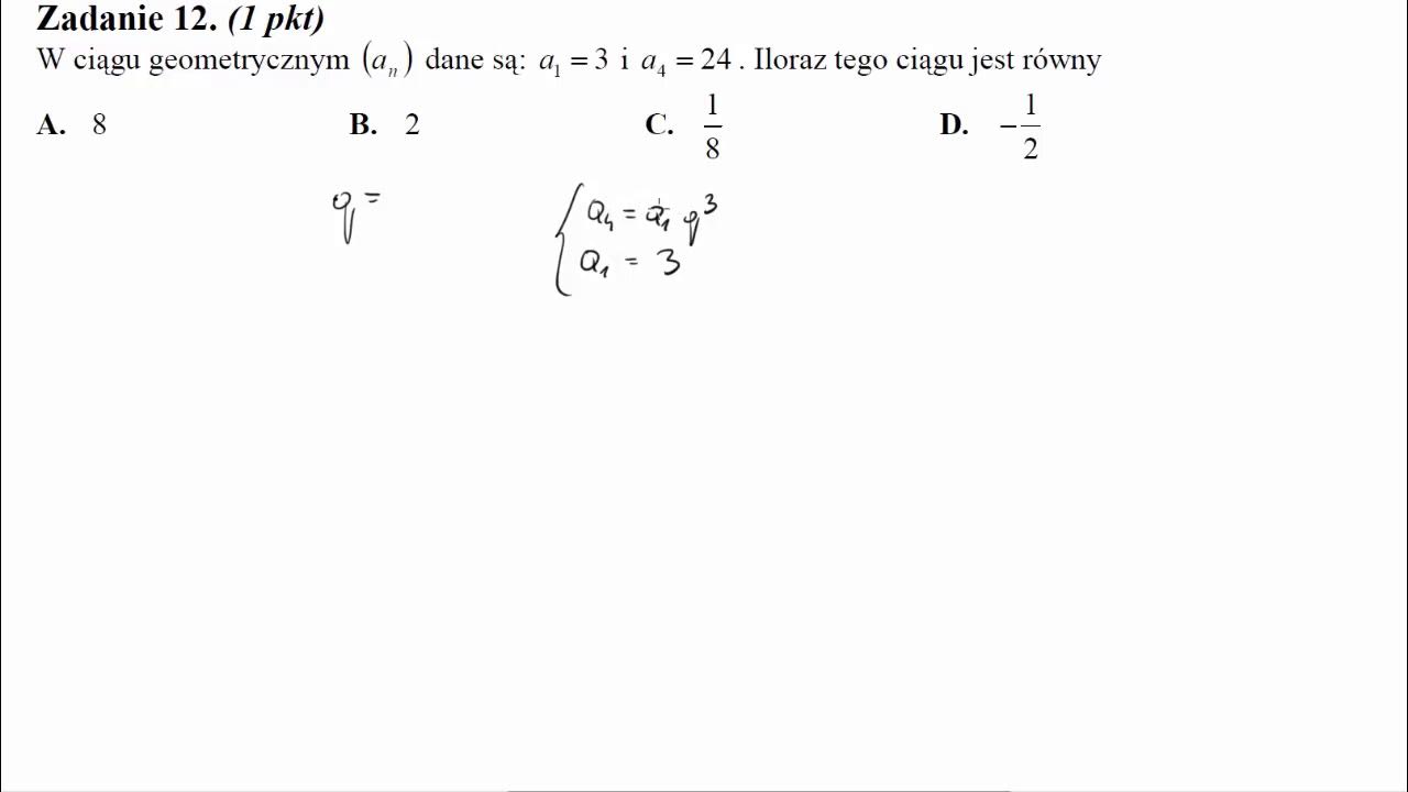 Liczba Przekatnych Siedmiokata Foremnego Jest Rowna Matura maj 2010 zadanie 12 W ciągu geometrycznym (an) dane są a1=3 i a4=24.  Iloraz tego ciągu jest - YouTube