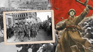 Парад побеждённых в Москве. 17 июля 1944. Проконвоирование военнопленных немцев .
