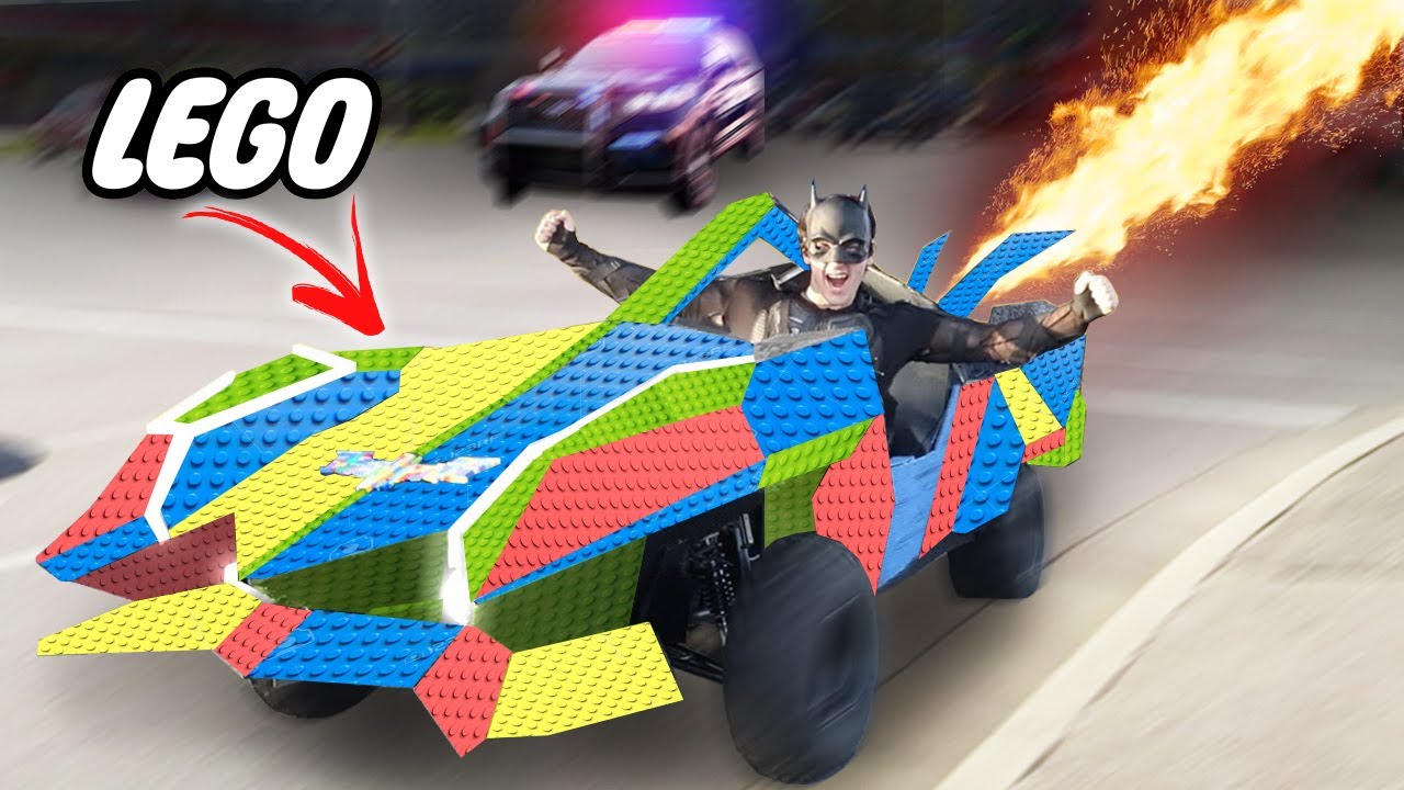 ⁣I Built a Working Batmobile Using Only LEGOS - COPS CALLED!