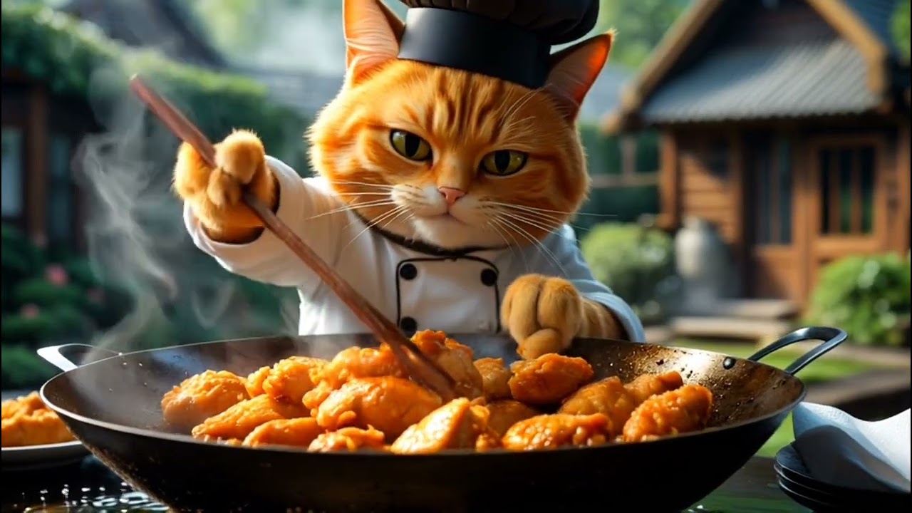 🐱🍳 Rustic Chef Cat – Orange Tabby Cooking Story in 25 Steps | Outdoor Kitchen ASMR Art