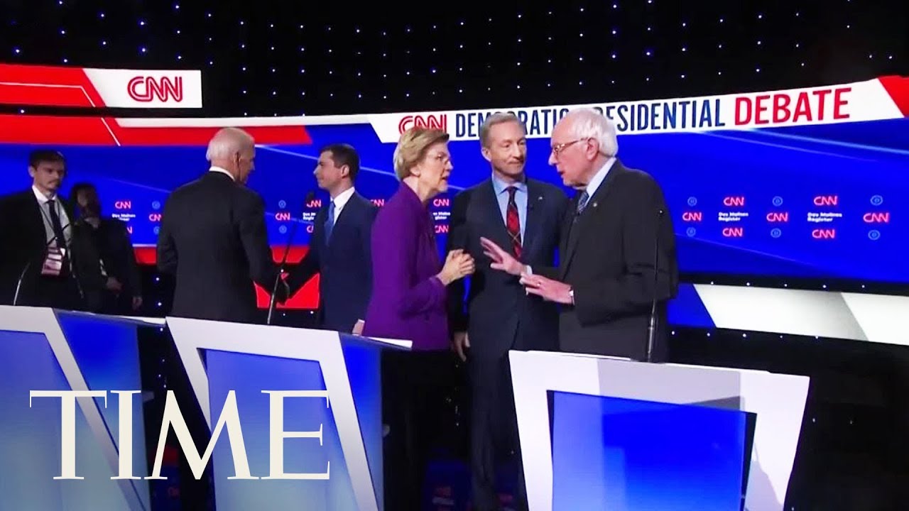 Bernie Sanders And Elizabeth Warren Share An Awkward Post-Debate Moment | TIME