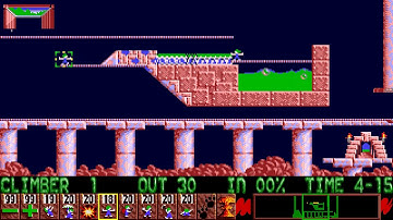 Lemmings (Commodore AMIGA) Fun - Level 24 - Konbanwa Lemming san
