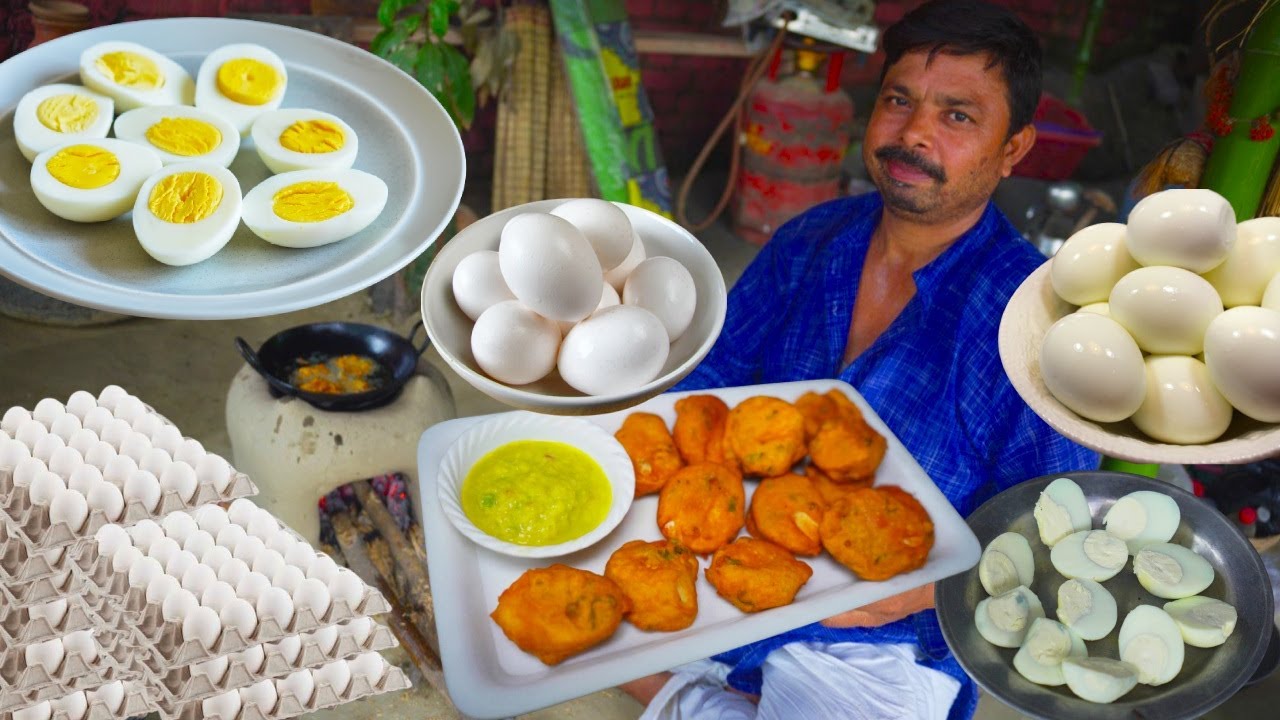 Egg chop/anda chop गांव में ऐसे बनता है अंडा चोप और देसी हरी चटनी Egg