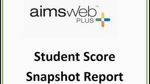 Aimsweb Student Score Snapshot Report