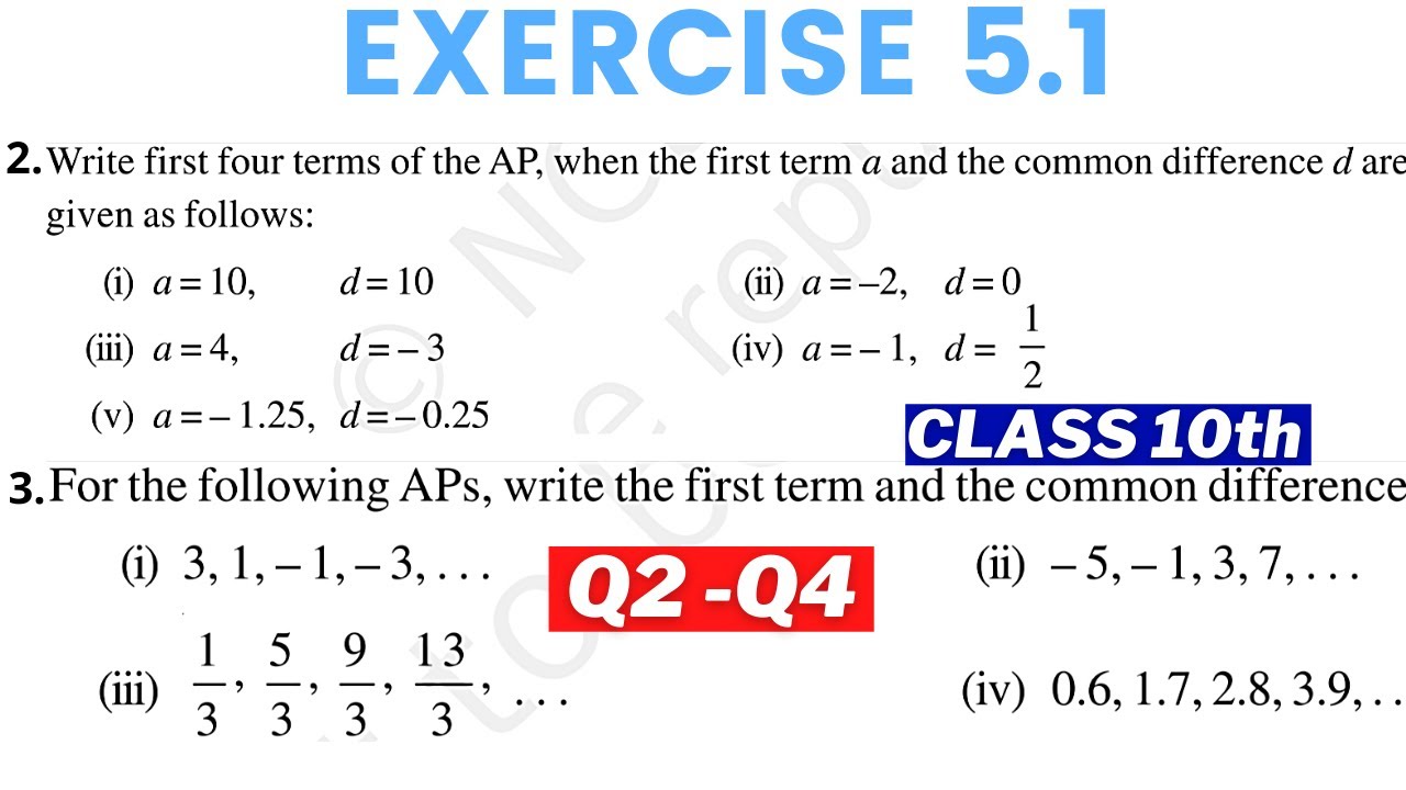 Arithmetic Progression Class 10 Chapter 5 Ex 5.1 Q2, Q3 & Q4 NCERT ...