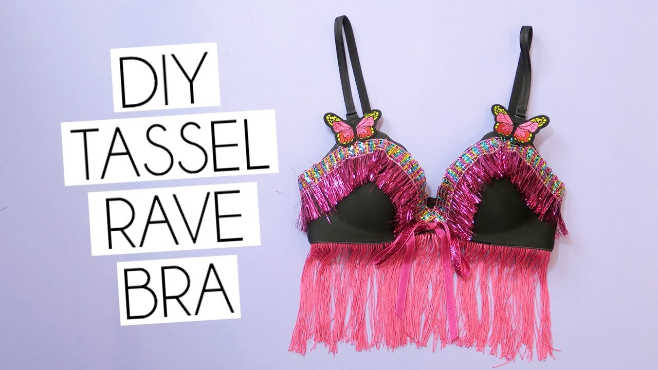 DIY EASY TASSEL RAVE BRA HALLOWEEN COSTUME 