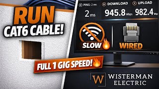 Stop Slow WiFi! Run Cat6 Ethernet for True Gigabit Speed (Full Install + Speed Test)