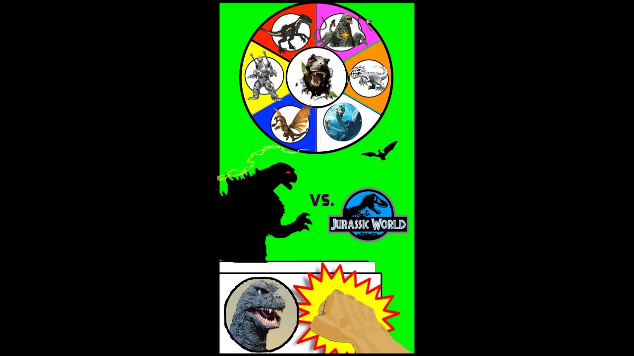 Jurassic World Dinosaur vs Godzilla shorts SPINNING WHEEL SLIME GAME