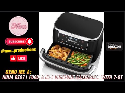 Ninja DZ071 Foodi 6-in-1 DualZone FlexBasket Air Fryer with 7-QT MegaZone &  Basket Divider 